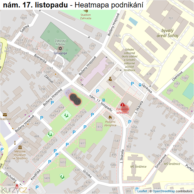 Mapa nám. 17. listopadu - Firmy v ulici.