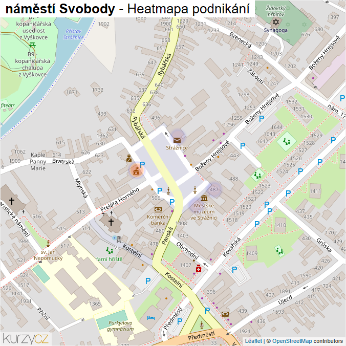 Mapa náměstí Svobody - Firmy v ulici.