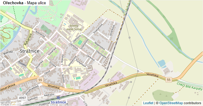 Ořechovka - mapa ulice