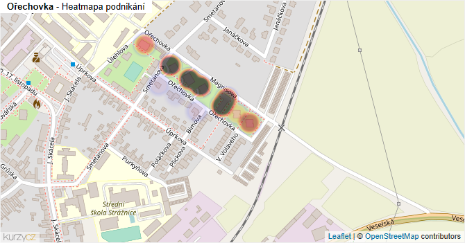 Ořechovka - mapa podnikání
