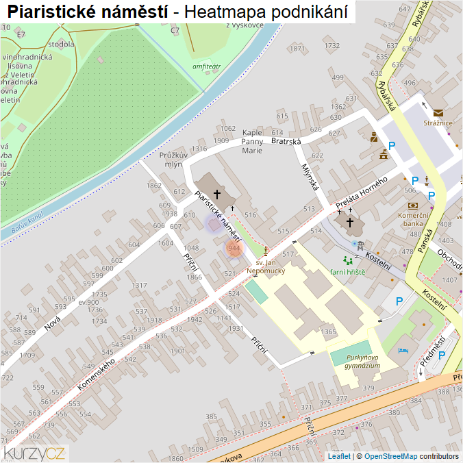 Mapa Piaristické náměstí - Firmy v ulici.