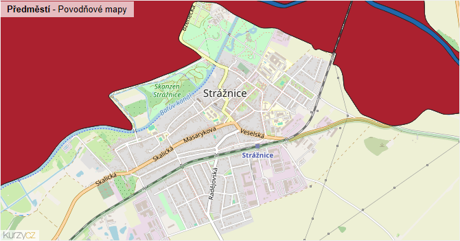 Předměstí - záplavové mapy stoleté vody