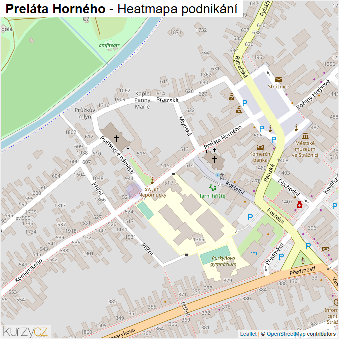 Mapa Preláta Horného - Firmy v ulici.
