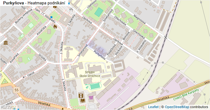 Purkyňova - mapa podnikání