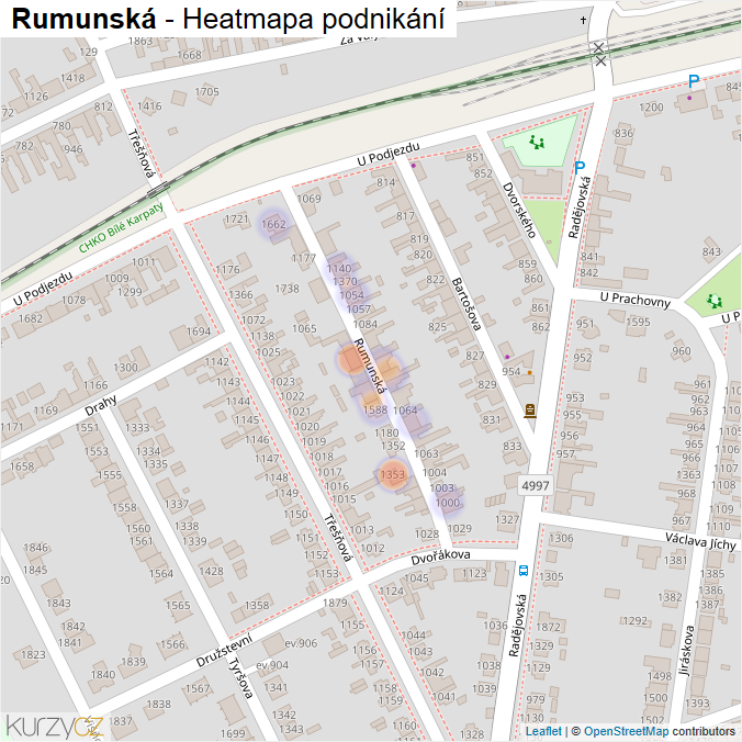 Mapa Rumunská - Firmy v ulici.