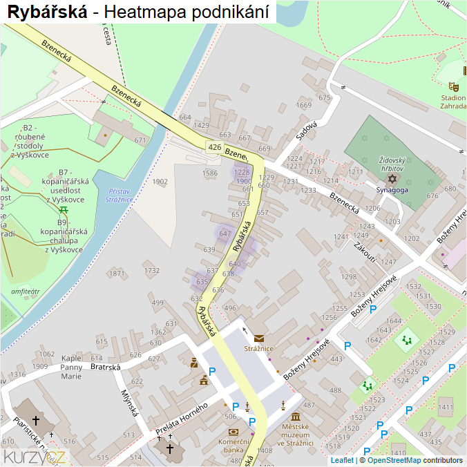 Mapa Rybářská - Firmy v ulici.