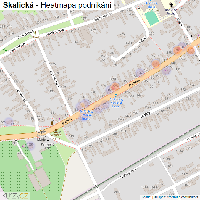 Mapa Skalická - Firmy v ulici.