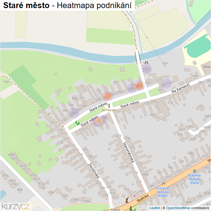 Mapa Staré město - Firmy v ulici.