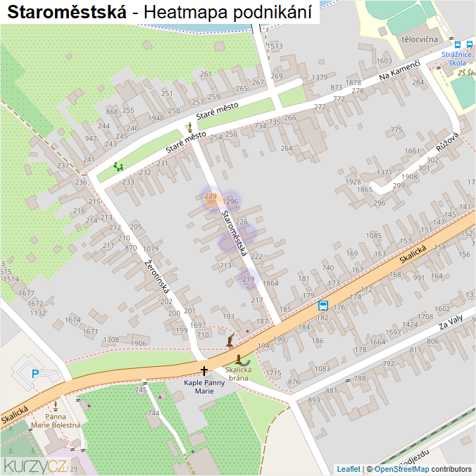 Mapa Staroměstská - Firmy v ulici.