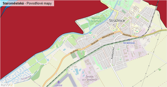Staroměstská - záplavové mapy stoleté vody