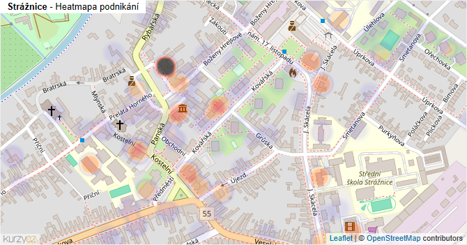 Strážnice - mapa podnikání