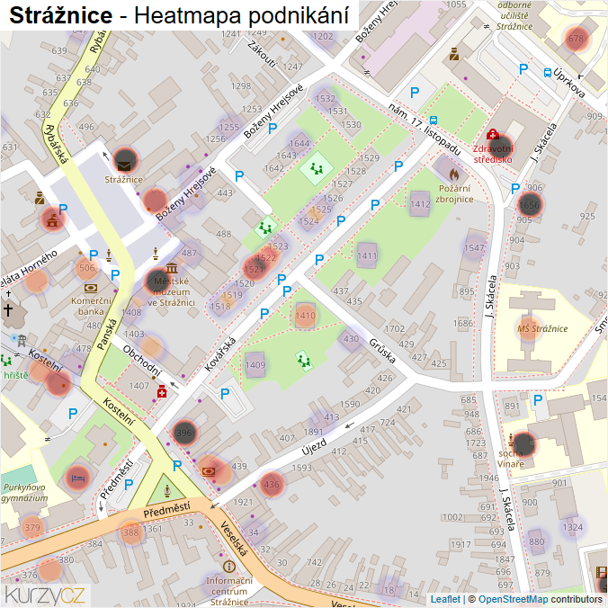 Mapa Strážnice - Firmy v části obce.