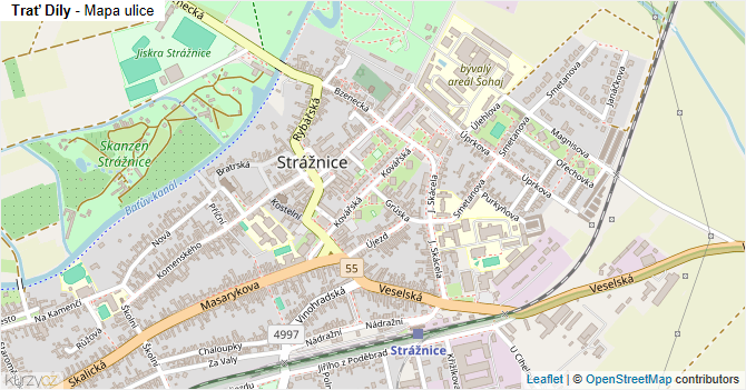 Trať Díly - mapa ulice