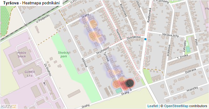 Tyršova - mapa podnikání