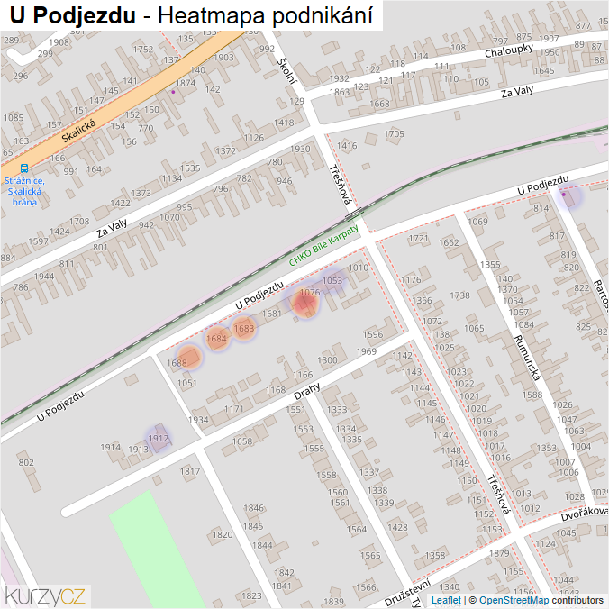 Mapa U Podjezdu - Firmy v ulici.