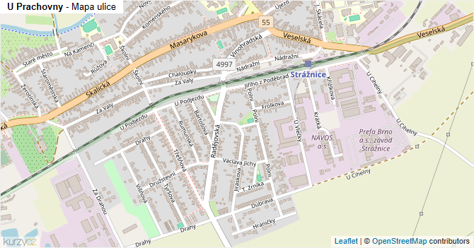 U Prachovny - mapa ulice