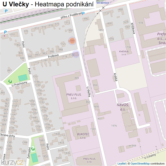 Mapa U Vlečky - Firmy v ulici.