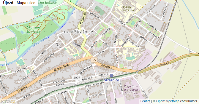 Újezd - mapa ulice