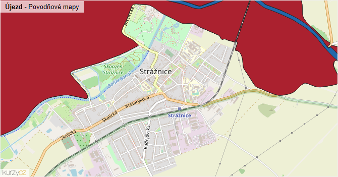 Újezd - záplavové mapy stoleté vody
