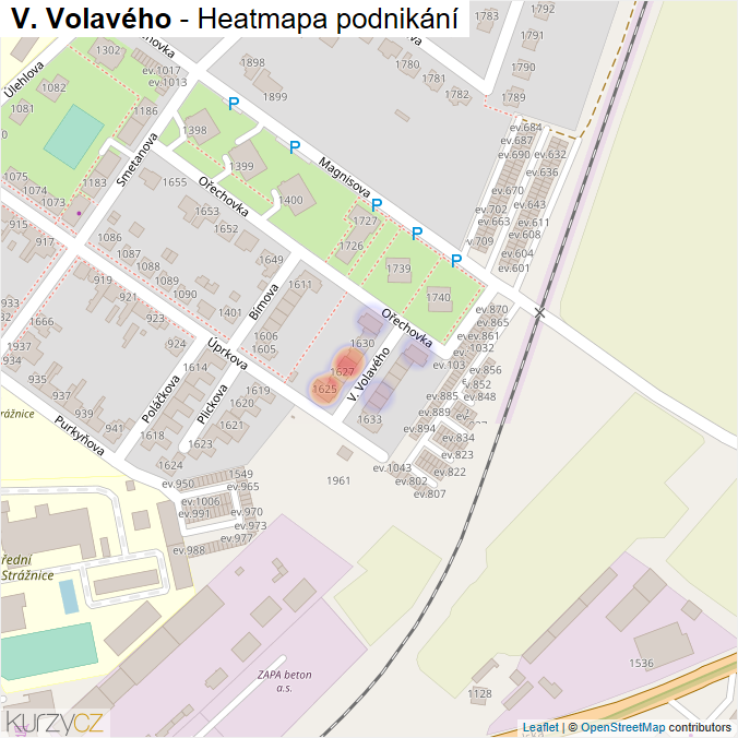 Mapa V. Volavého - Firmy v ulici.