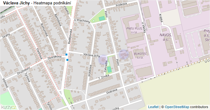 Václava Jíchy - mapa podnikání