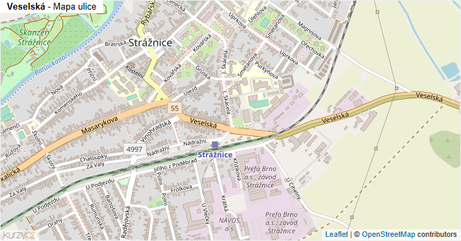 Veselská - mapa ulice