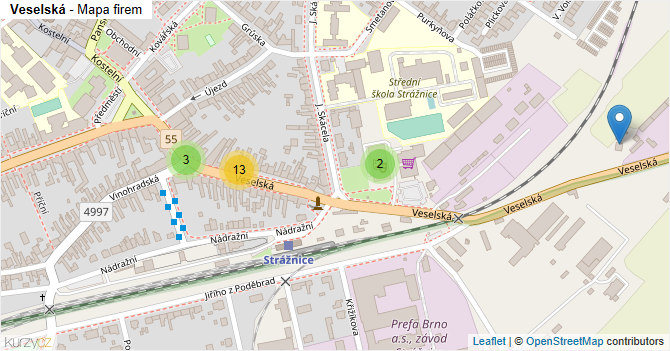 Veselská - mapa firem
