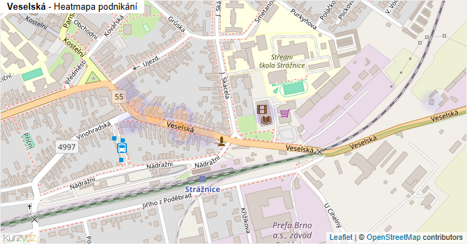 Veselská - mapa podnikání