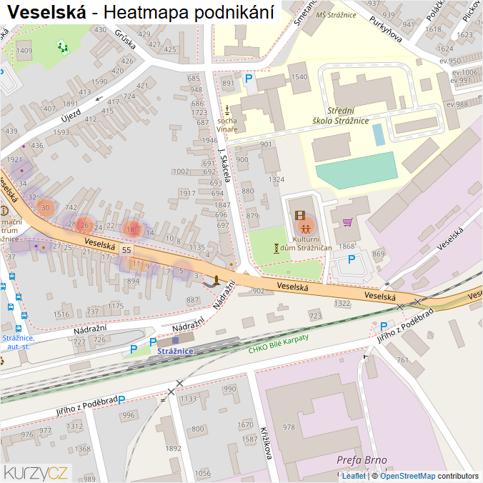 Mapa Veselská - Firmy v ulici.