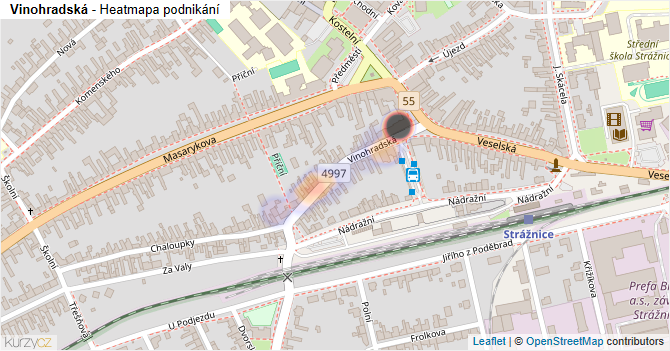 Vinohradská - mapa podnikání