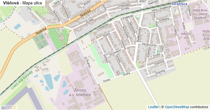 Višňová - mapa ulice