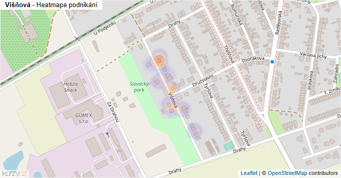 Višňová - mapa podnikání