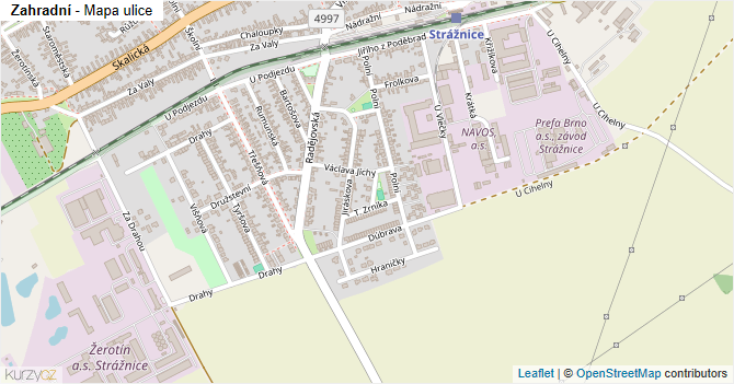 Zahradní - mapa ulice