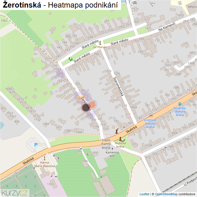 Mapa Žerotínská - Firmy v ulici.