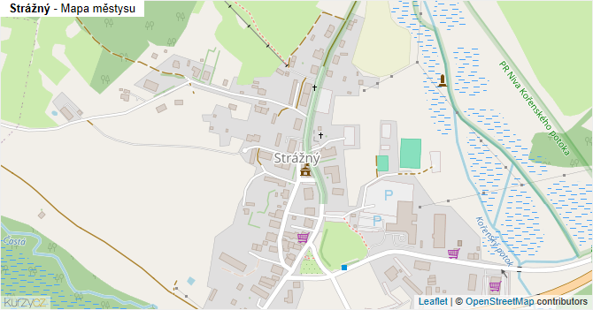 Strážný - mapa městysu
