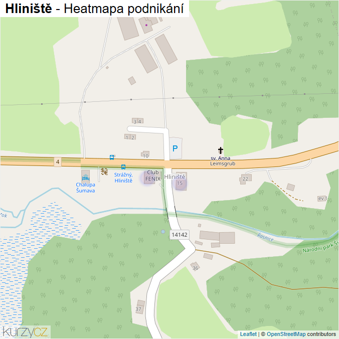 Mapa Hliniště - Firmy v části obce.