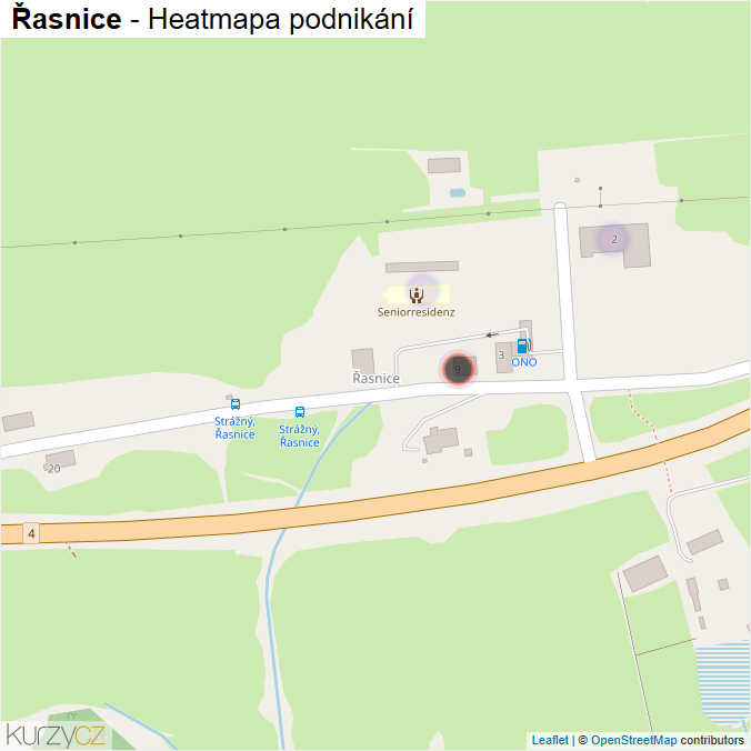 Mapa Řasnice - Firmy v části obce.