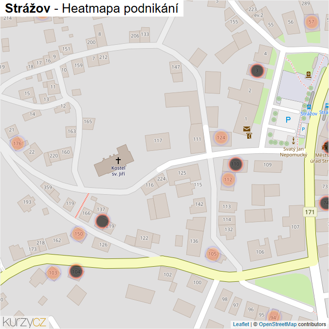 Mapa Strážov - Firmy v obci.