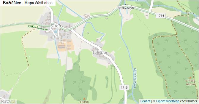 Božtěšice - mapa části obce