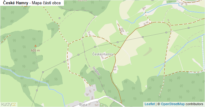 České Hamry - mapa části obce