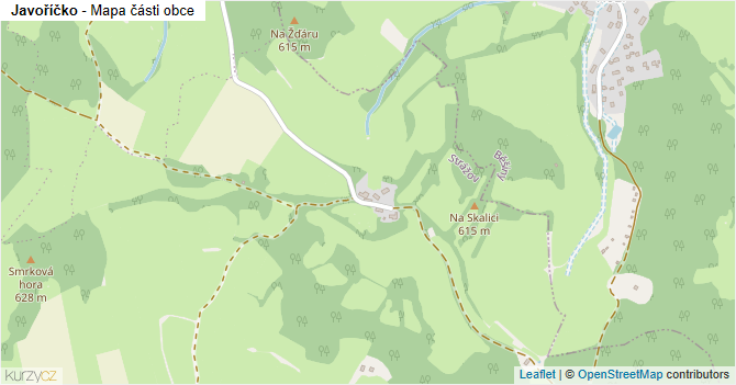 Javoříčko - mapa části obce
