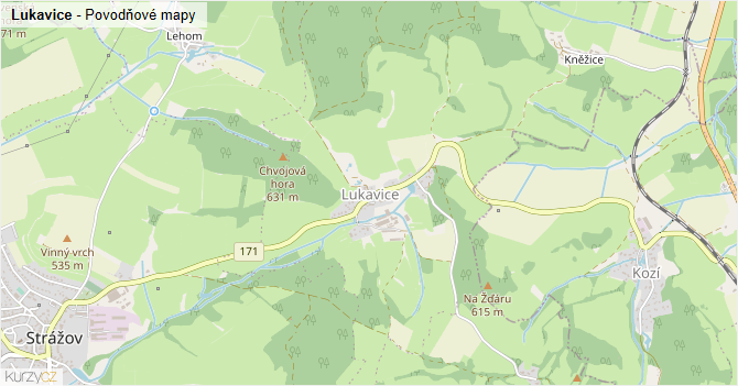Lukavice - záplavové mapy stoleté vody