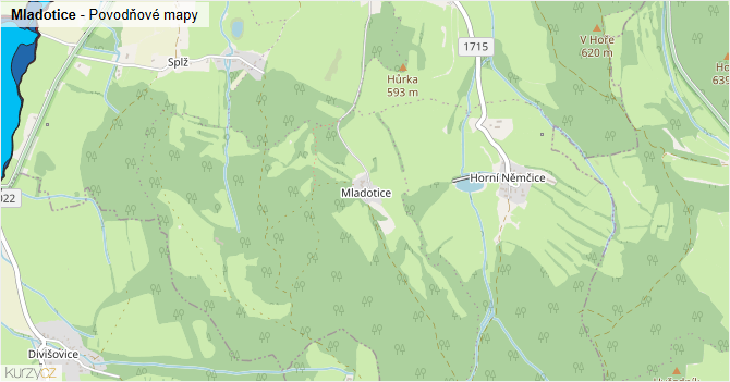 Mladotice - záplavové mapy stoleté vody