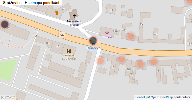 Strážovice - mapa podnikání