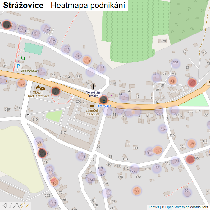 Mapa Strážovice - Firmy v části obce.