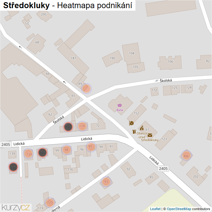 Mapa Středokluky - Firmy v obci.