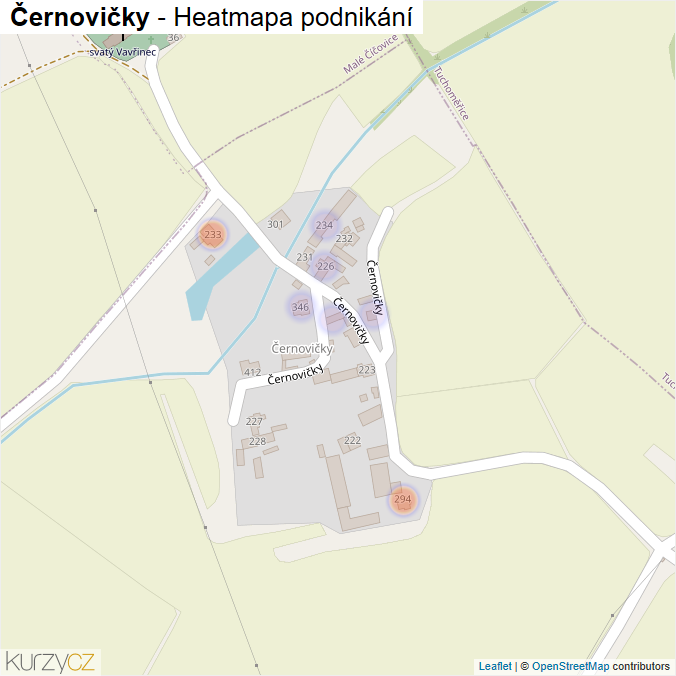 Mapa Černovičky - Firmy v ulici.
