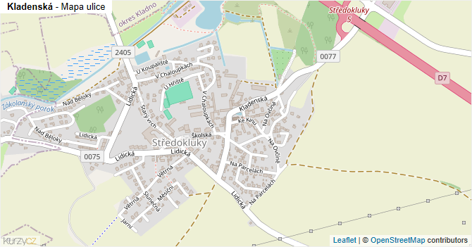Kladenská - mapa ulice