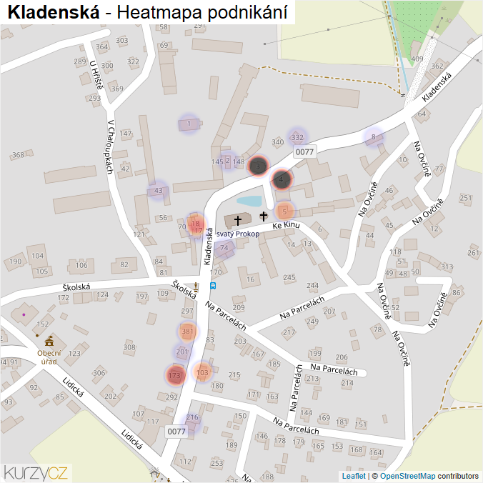 Mapa Kladenská - Firmy v ulici.