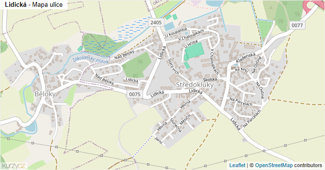 Lidická - mapa ulice